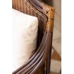 Block and chisel cane armchair with back and seat cushions