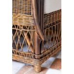 Block and chisel cane armchair with back and seat cushions