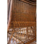 Block and chisel cane armchair with back and seat cushions