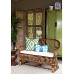 cane and rattan small sofa with seat cushion