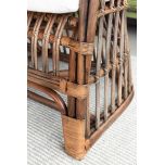 cane and rattan small sofa with seat cushion