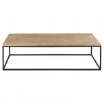 Block & Chisel rectangular weathered oak coffee table with black wrought iron base