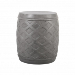 Block & Chisel round concrete stool with pattern detail