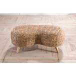 Block & Chisel woven water hyacinth 2 seater stool with teak wood legs