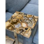 Block & Chisel square side table with agate top and iron base