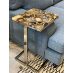 Block & Chisel square side table with agate top and iron base
