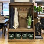 reclaimed oak entrance hall stand with hooks and seat