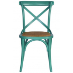 Block & Chisel teal distressed birch wood crossback dining chair