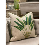Hillhouse scatter cushion banana leaf fan on linen