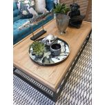 Block & Chisel weathered oak coffee table with wrought iron frame