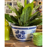 Blue and white ceramic mountain planter 