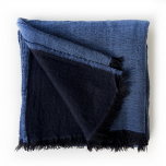 Navy and black wool throw with tassels