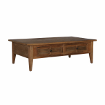 Elm coffee table with 2 louvred drawers