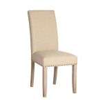 modern fully upholstered dining chair in linen
