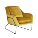 gold velvet occasional chair with black metal frame 