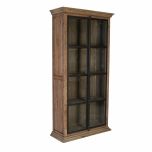 wooden bookcase with glass panel doors 