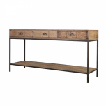 Block & Chisel rectangular reclaimed wood console table with iron legs