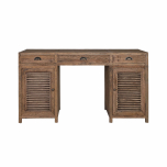 Wooden desk with slatted doors and 3 drawers