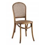 Oak dining chair with rattan back