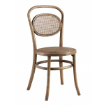Oak dining chair with rattan back