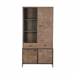 reclaimed oak and metal cabinet with doors and drawers