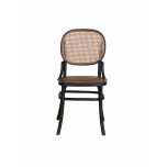  black chinese oak dining chair with rattan back