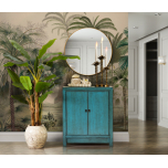 Turquoise lacquered cabinet with cupboard storage