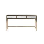 mirrored gold console with 3 drawers