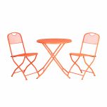 orange metal outdoor cafe set