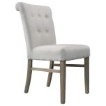 Block & Chisel linen upholstered button tufted dining chair
