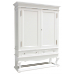 Block & Chisel solid weathered oak drinks cabinet with white lacquer