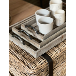 Block and chisel wooden tray with handles