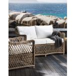 Outdoor 2 seater sofa in synthetic rattan with cushions 