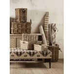 Round kubu weave basket with rope handles