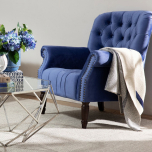 Block & Chisel persian blue velvet upholstered armchair