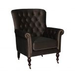 Block & Chisel brown upholstered occasional chair on castors
