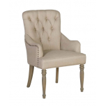 Armchair with linen upholstery and tufted details