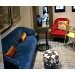 Block & Chisel blue upholstered velvet sofa
