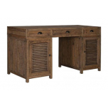 Hamilton Desk - Wooden table with slatted doors and 3 drawers