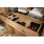 Block and chisel wardrobe drawers and shelves in brushed oak