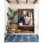 reclaimed oak entrance hall stand with hooks and seat