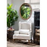 slipcover wingchair with oak legs