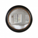 Convex mirror with wooden black and brown frame