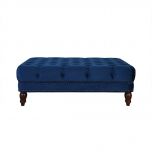 Navy blue tufted rectangular ottoman