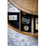 Round oak coffee table with storage