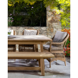 Outdoor armchair in synthetic rattan with cushions