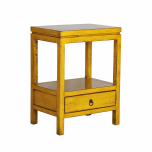 yellow lacquered bedside table with 1 drawer