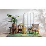 Acacia wooden side table with tripod legs and drawer