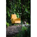 Emily occasional chair in orange mustard upholstery with additional back cushion