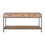 Block & Chisel rectangular reclaimed wood console table with iron legs